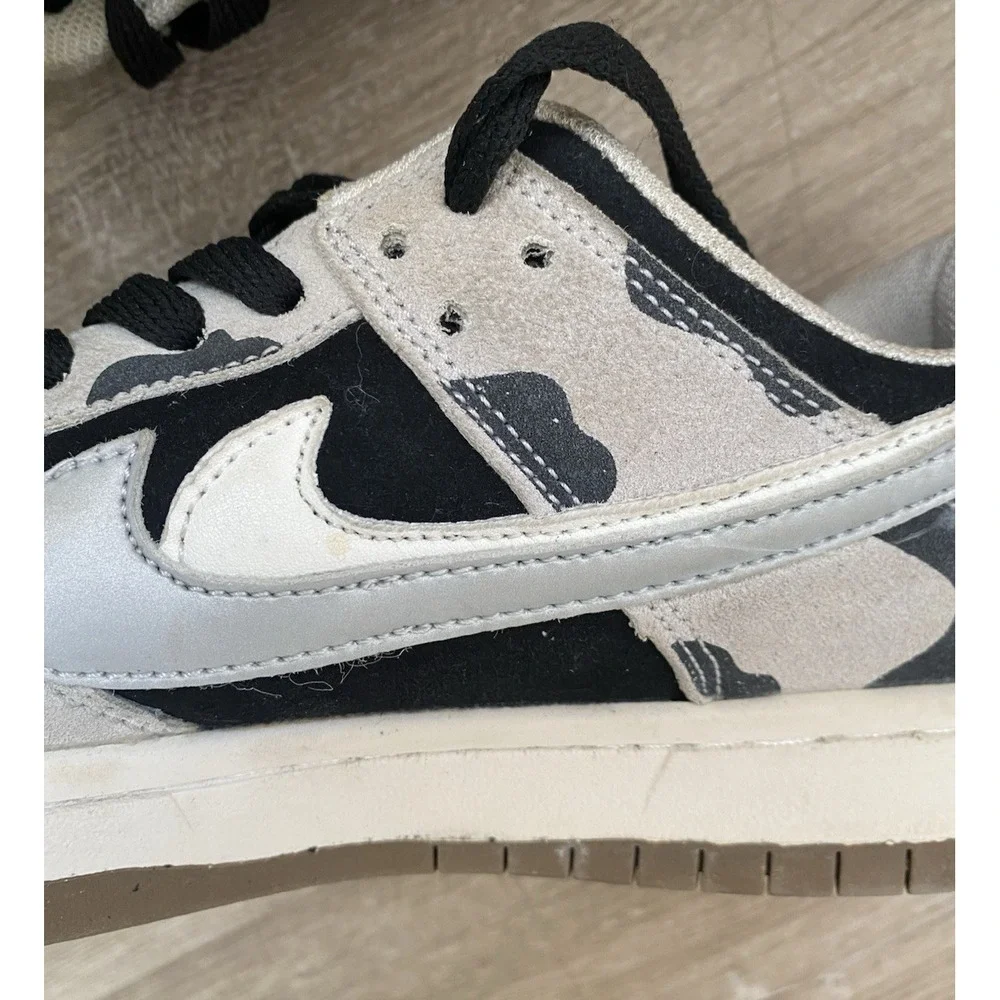 Nike Dunk Low SE 85 Double‎ Swoosh Sail Military Panda Custom Sz 6 EU 37 Suede